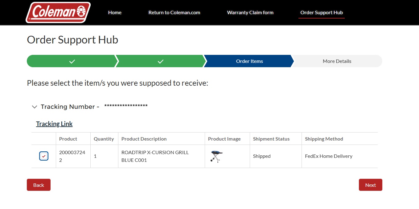 Coleman Order Support Hub Instructions