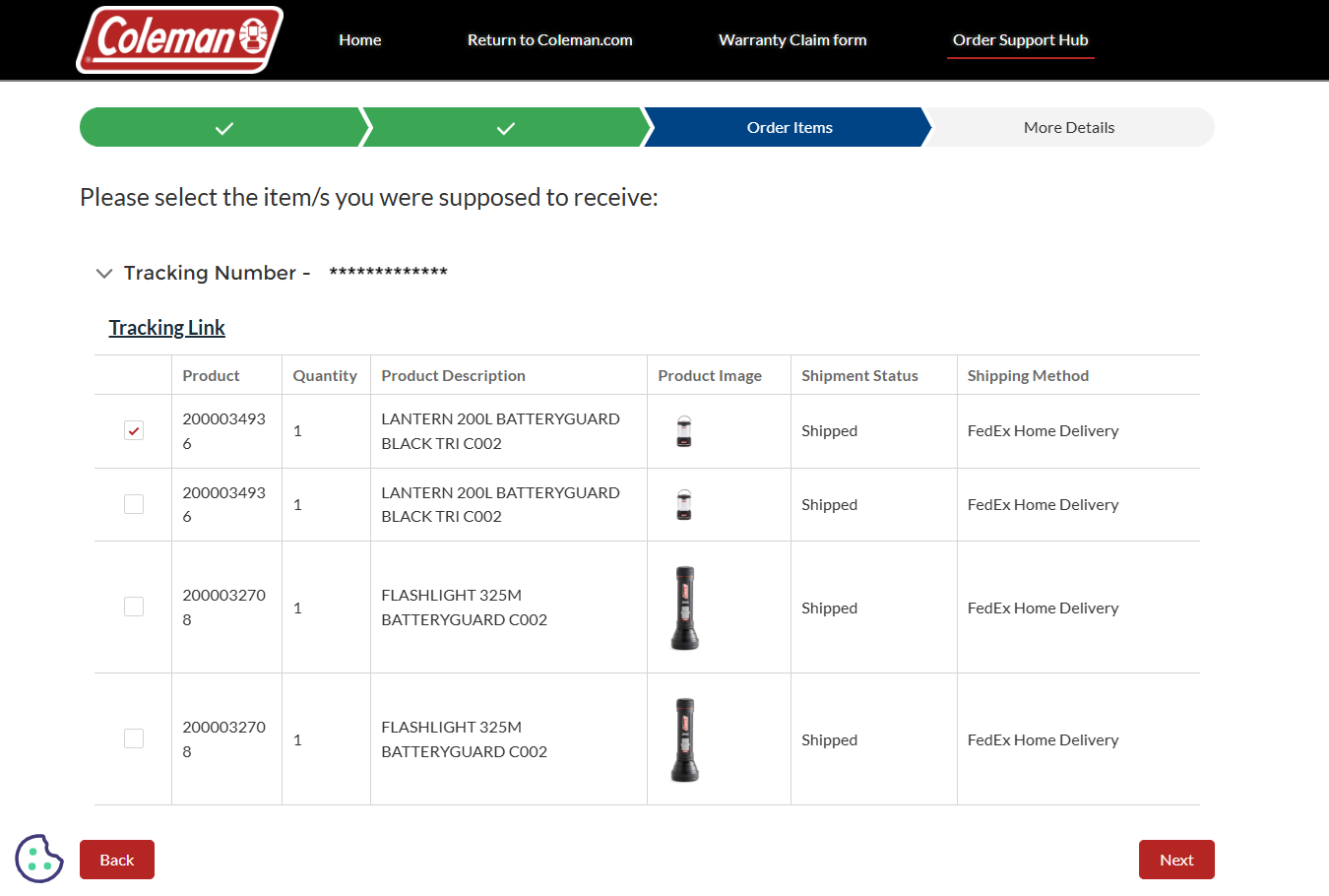 Coleman Order Support Hub Instructions